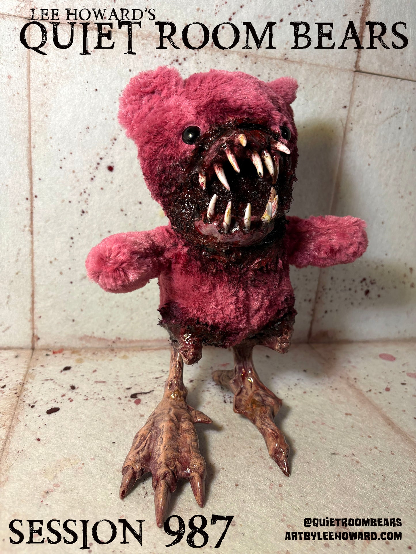 Quiet Room Bears - Session 987 - Horror Art Teddy Bear by Lee Howard