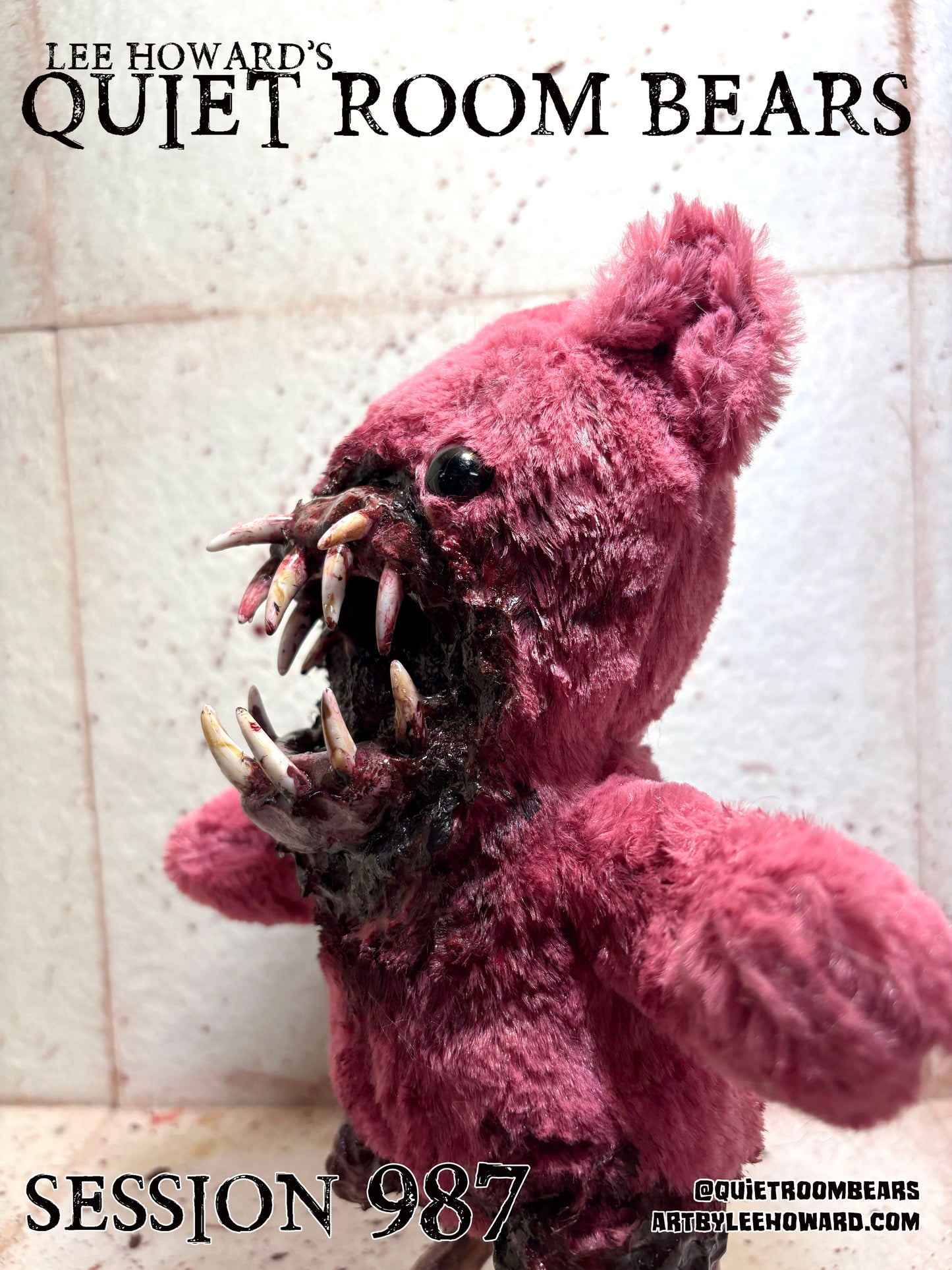 Quiet Room Bears - Session 987 - Horror Art Teddy Bear by Lee Howard