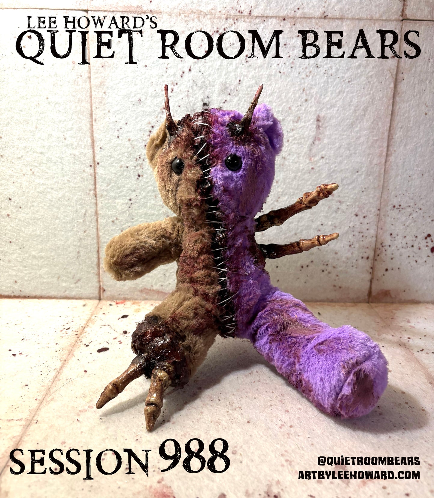 Quiet Room Bears - Session 988 - Horror Art Teddy Bear by Lee Howard