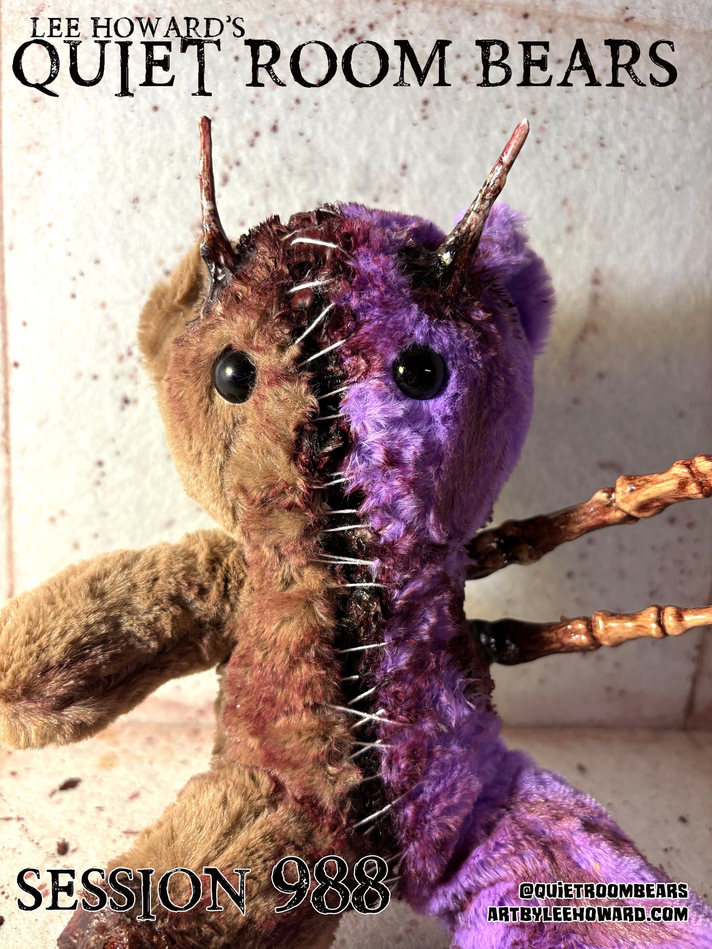 Quiet Room Bears - Session 988 - Horror Art Teddy Bear by Lee Howard