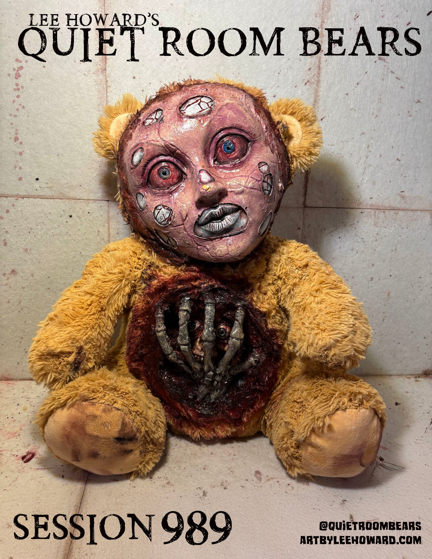 Quiet Room Bears - Session 989 - Horror Art Teddy Bear by Lee Howard