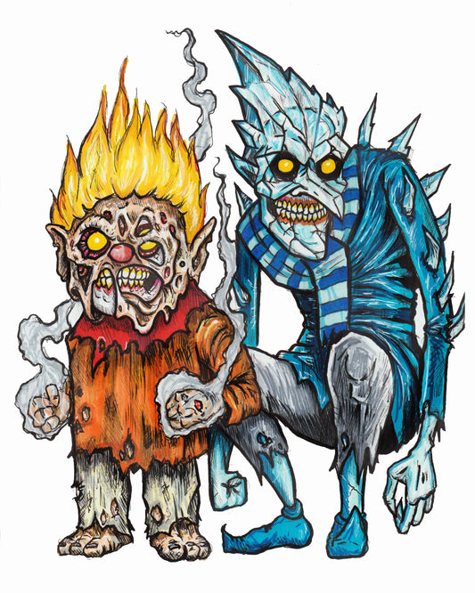 Christmas Horror! Snow & Heat Miser Art Print 8x10 - Signed
