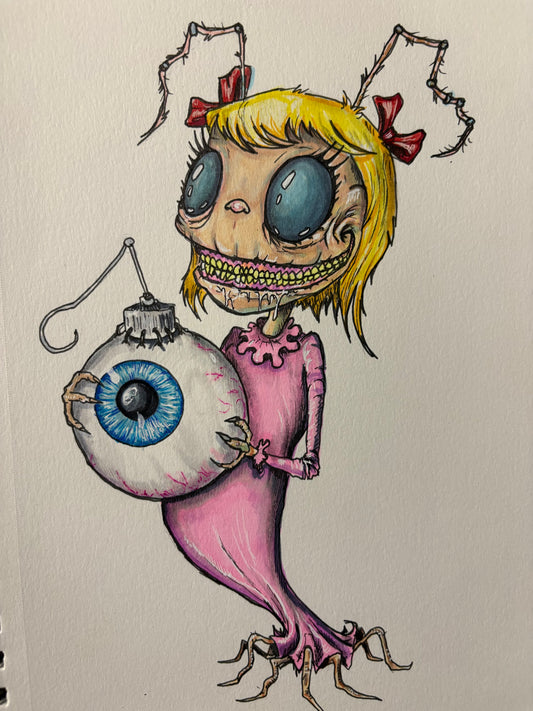 Cindy Lou Who but HORROR 7" x 10" Original Drawing