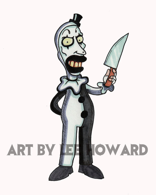 Art the Clown in a Simpsons Style 8x10 PRINT/Reproduction - Signed by Artist