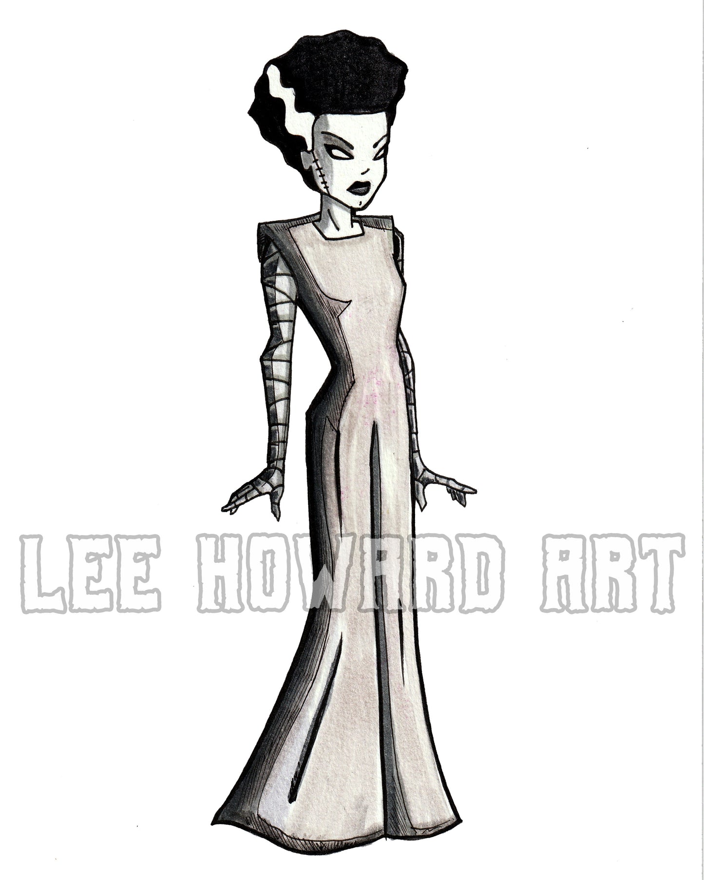 Bride of Frankenstein - Batman Animated Series Style 7" x 10" Original Drawing