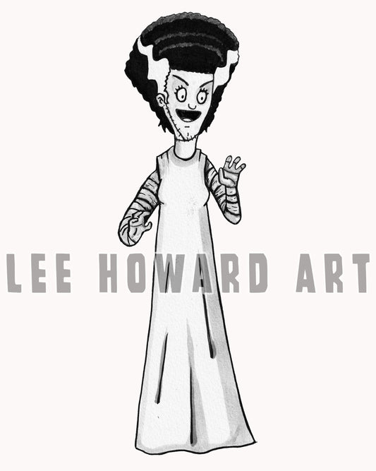 Bride of Frankenstein - Bob's Burgers Style 7" x 10" Original Drawing