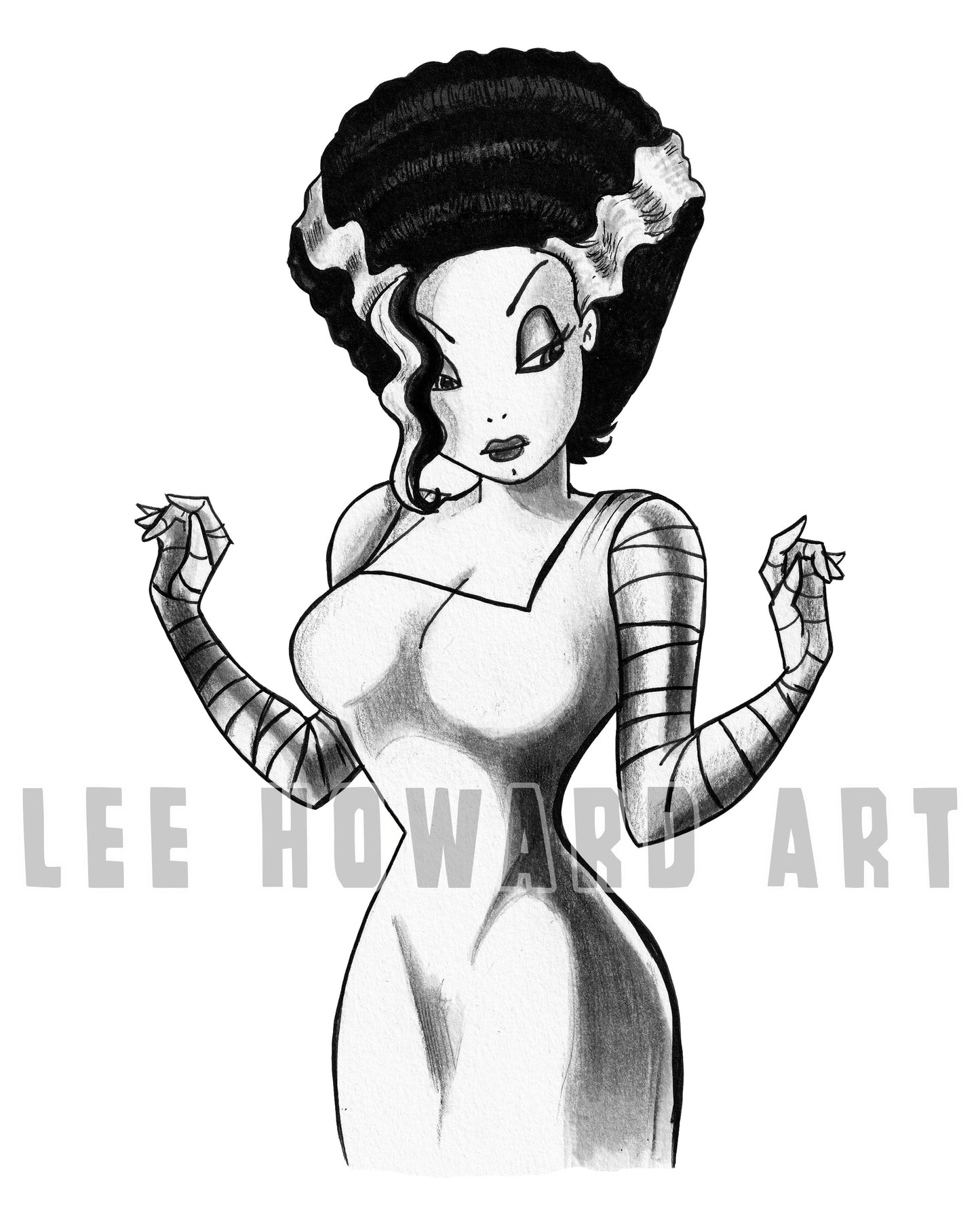 Bride of Frankenstein Art Print - Jessica Rabbit STYLE - 8x10 - Signed