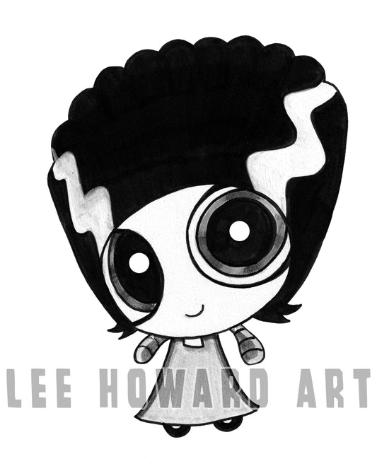 Bride of Frankenstein - PowerPuff Girls Style 7" x 10" Original Drawing