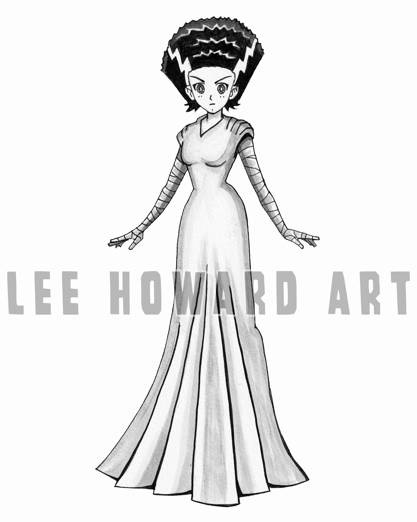 Bride of Frankenstein - Sailor Moon Style 7" x 10" Original Drawing