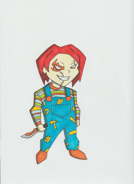 CHUCKY - in a Batman Animated Series Style - 9"x12" Original Drawing