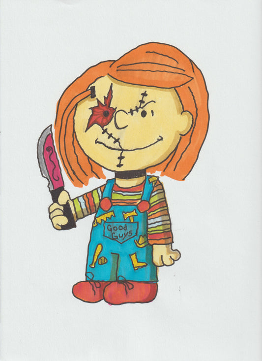 CHUCKY - in a Charlie Brown Style - 9"x12" Original Drawing