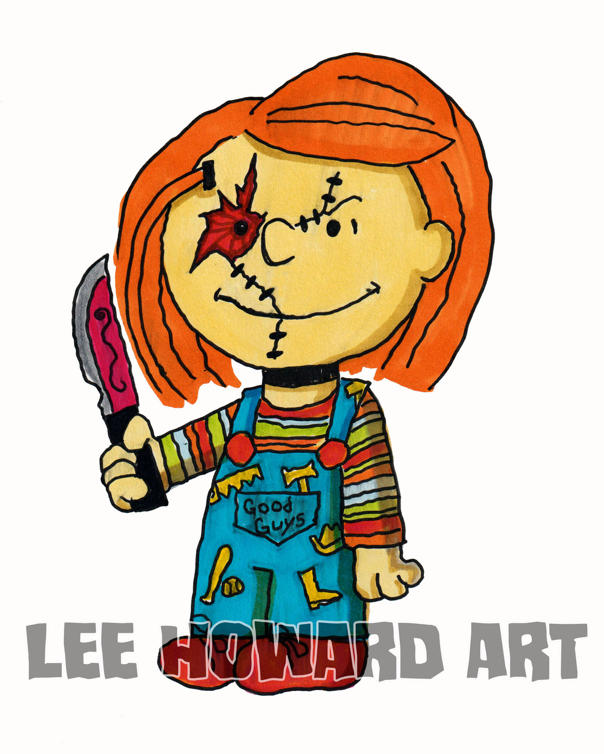 Chucky - Peanuts STYLE Art Print - 8x10 - Signed