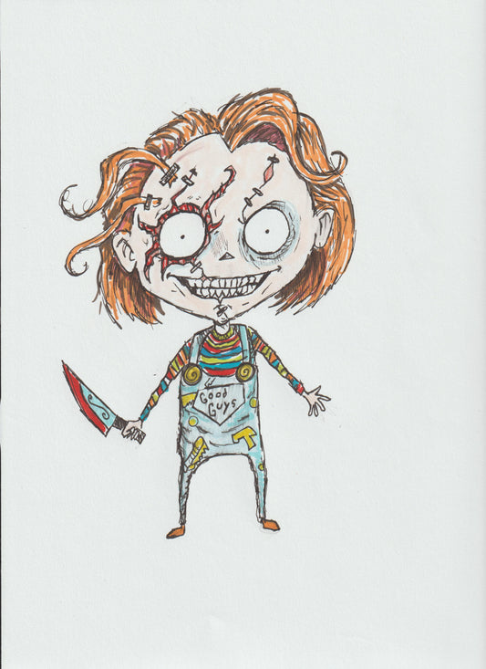 CHUCKY - in a Tim Burton Style - 9"x12" Original Drawing