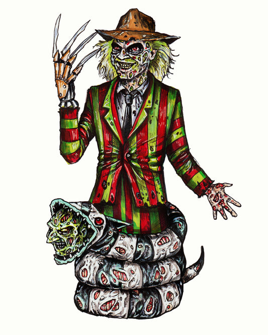 Freddy / Beetlejuice - Horror Mashup 8" x 10" Print/Reproduction