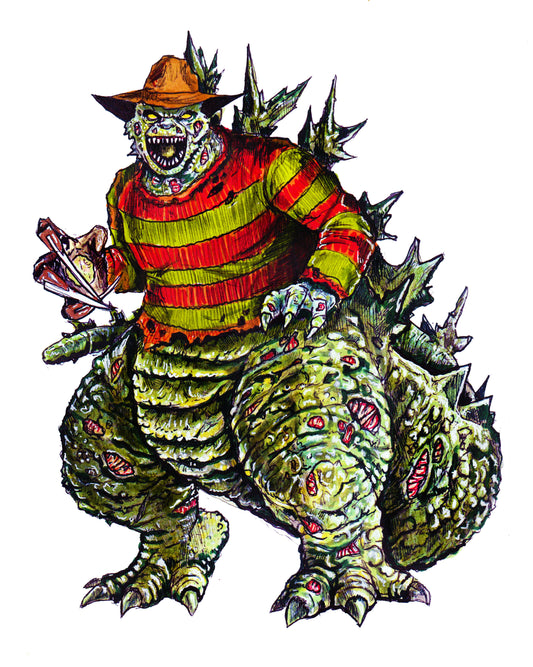 Freddy / Godzilla - Horror Mashup 8" x 10" Print/Reproduction
