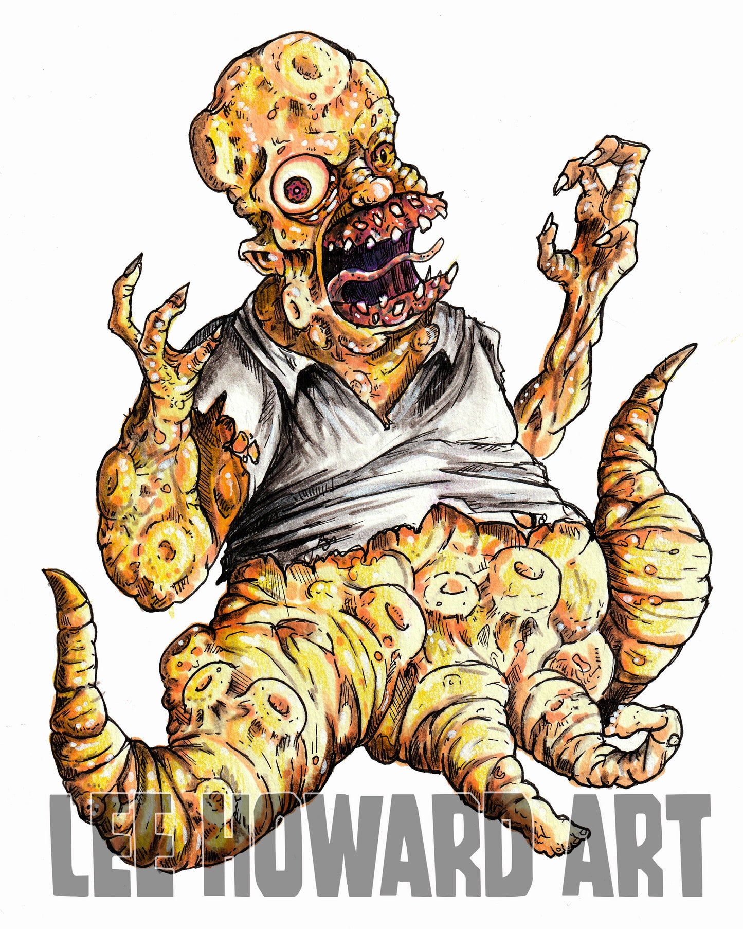 Homer Simpson HORROR - Original Drawing 7" x 10" SIGNED!