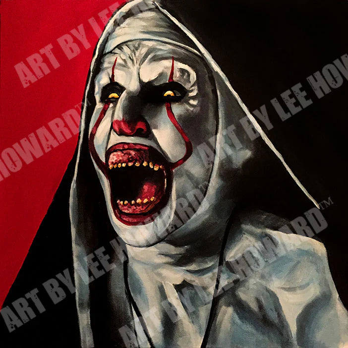 The Nun / Pennywise Mashup ORIGINAL Acrylic Painting - 14” x 14” acrylic on canvas