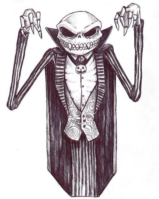 Jack Skellington / DRACULA 8" x 10" Mash Up Art PRINT / Reproduction - signed by artist!