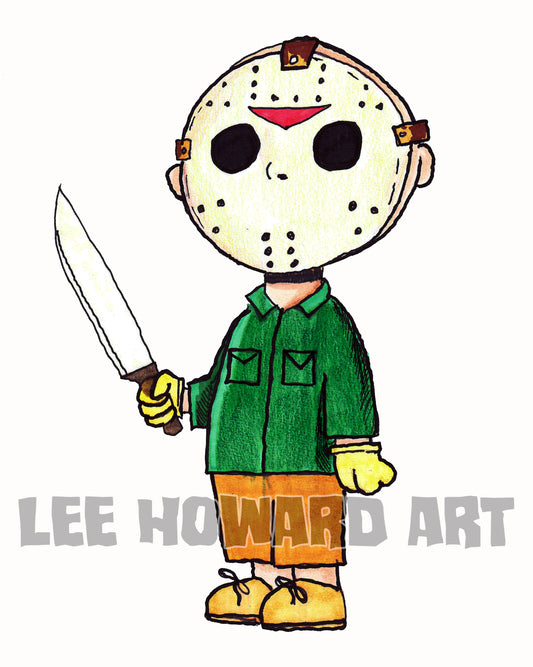 Jason Voorhees - Peanuts STYLE Art Print - 8x10 - Signed