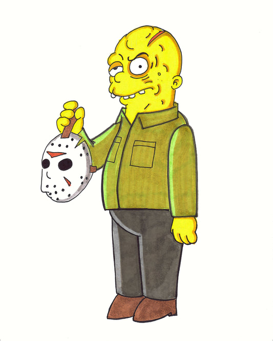 JASON - in a Simpsons Style - 9"x12" Original Drawing