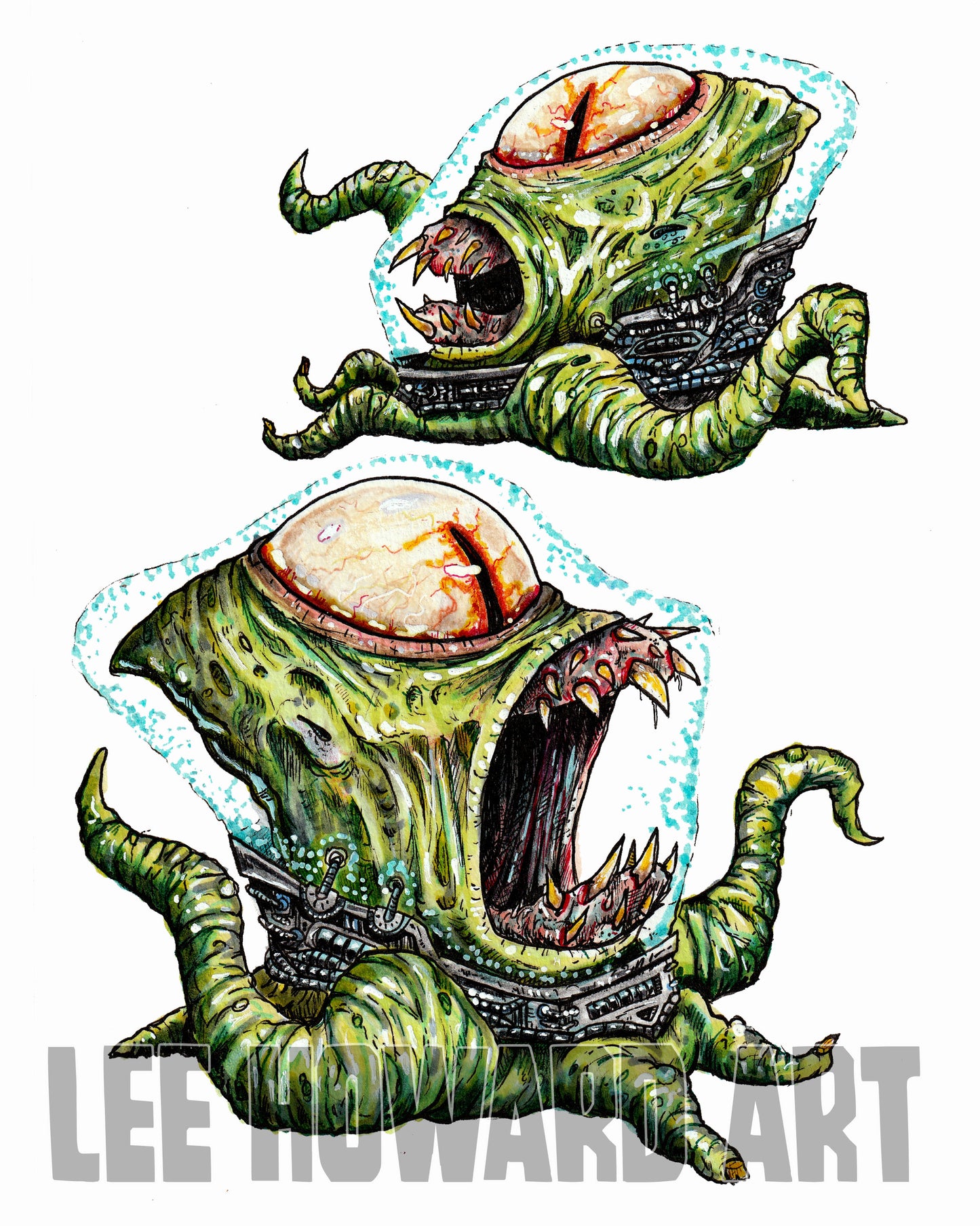 Kang & Kodos - The Simpson HORROR - Original Drawing 7" x 10" SIGNED!