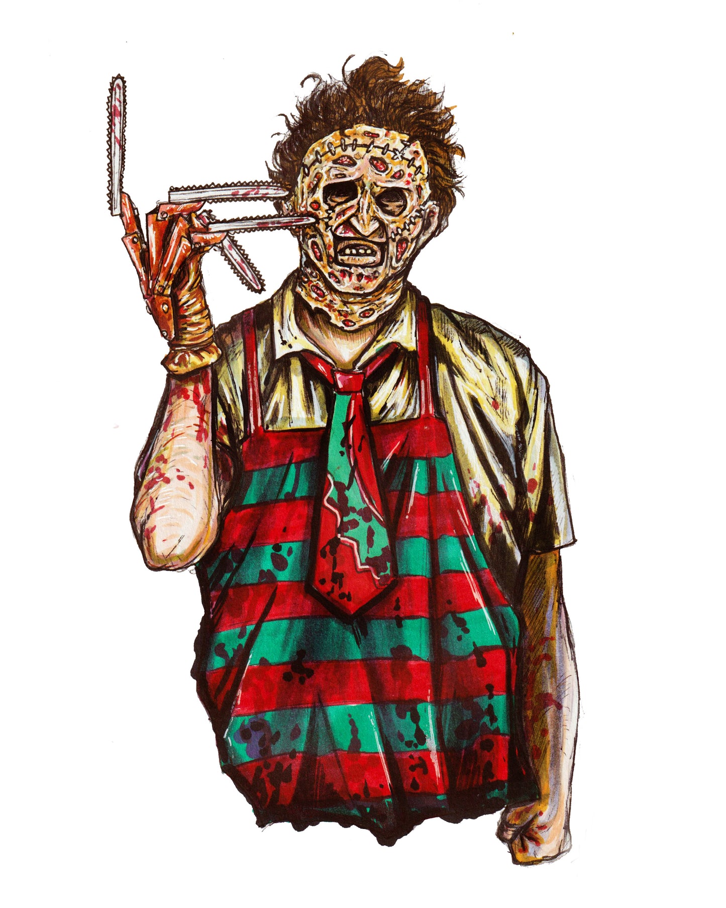 Leatherface / Freddy - Horror Mashup 8" x 10" Print/Reproduction