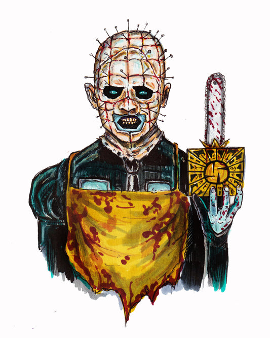 Leatherface / Pinhead - Horror Mashup 8" x 10" Print/Reproduction