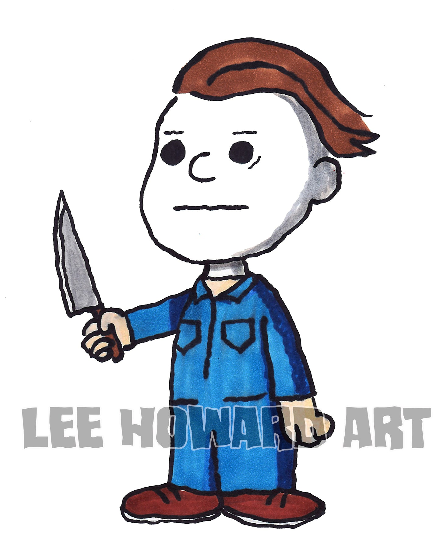 Michael Myers - Peanuts STYLE Art Print - 8x10 - Signed