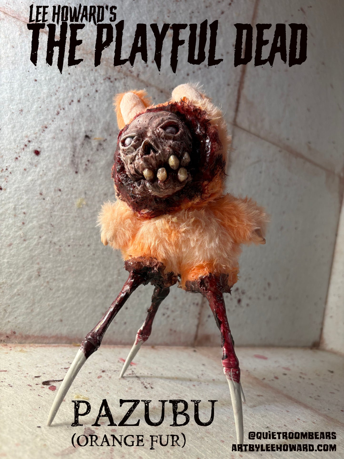 Pazubu - Labubu DEMON Creation - Orange - One of a kind horror art plush mixed media sculpture!