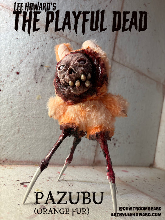 Pazubu - Labubu DEMON Creation - Orange - One of a kind horror art plush mixed media sculpture!