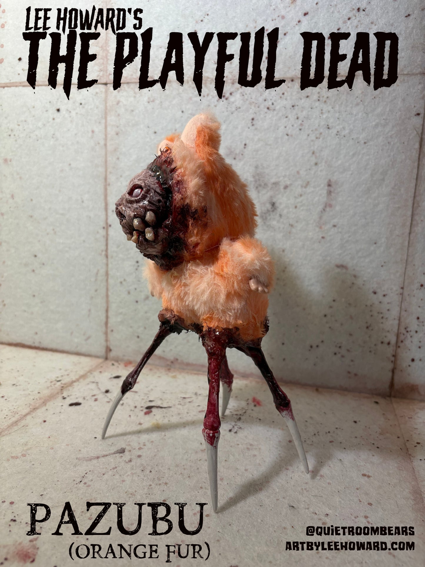 Pazubu - Labubu DEMON Creation - Orange - One of a kind horror art plush mixed media sculpture!
