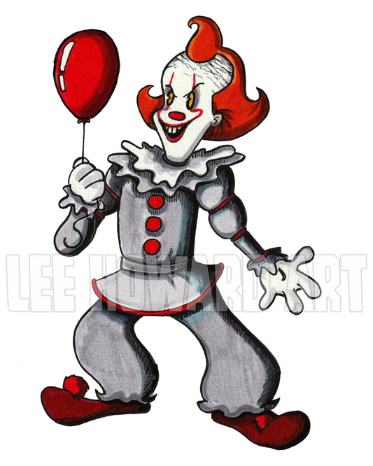 Pennywise Art Print - 1930'S CARTOON STYLE - 8x10 - Welcome to Derry - Signed