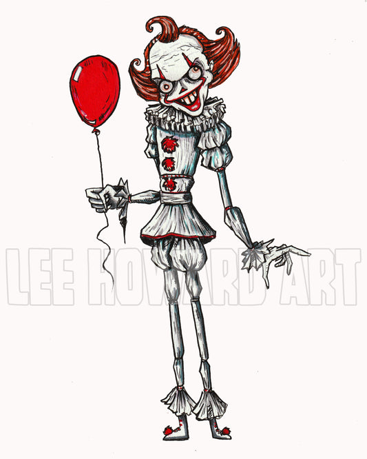 Pennywise Art Print - TIM BURTONS STYLE - 8x10 - Welcome to Derry - Signed