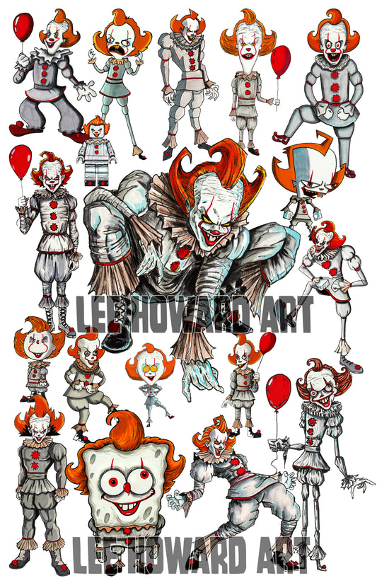 Pennywise In 18 Styles 11x17 Art Print Collage - Signed!
