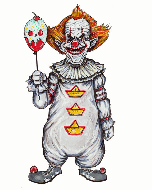 Killer Klown / Pennywise - Horror Mashup 8" x 10" Print/Reproduction