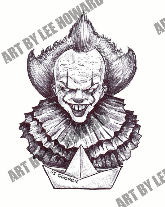 Pennywise Sketch 8x10 PRINT/Reproduction - Signed by Artist