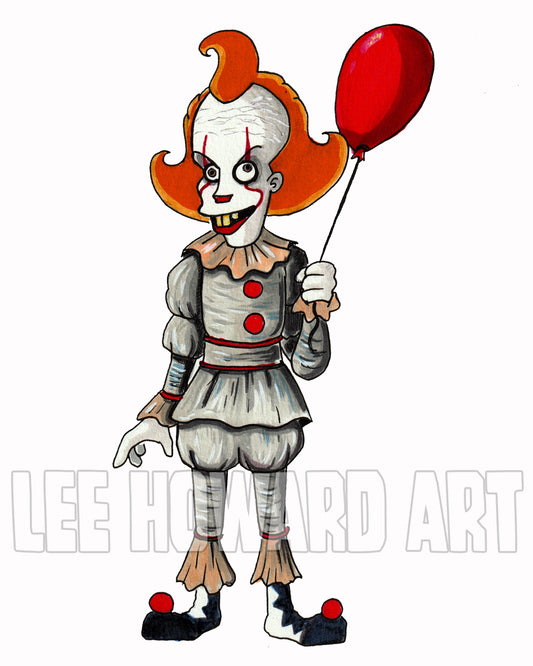 Pennywise Art Print - Simpsons STYLE - 8x10 - Welcome to Derry - Signed