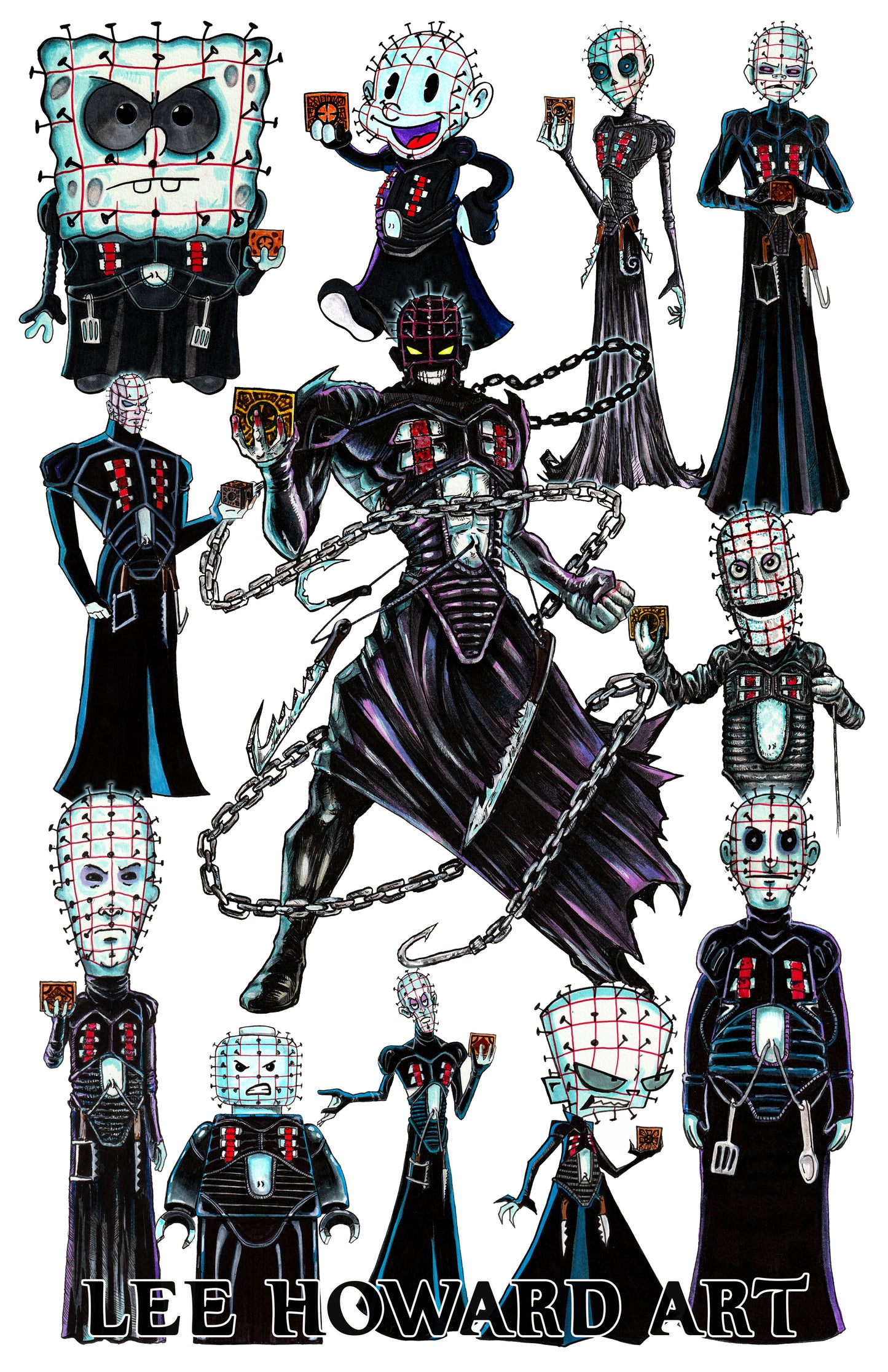 PINHEAD in 12 Styles COLLAGE 11x17 Art Print - Signed