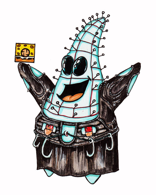 Pinhead / Patrick Star - Horror Mashup 8" x 10" Print/Reproduction