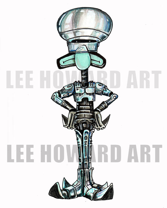 Squidward as Robocop MASHUP - 8x10 Art Print / Reproduction - Signed!
