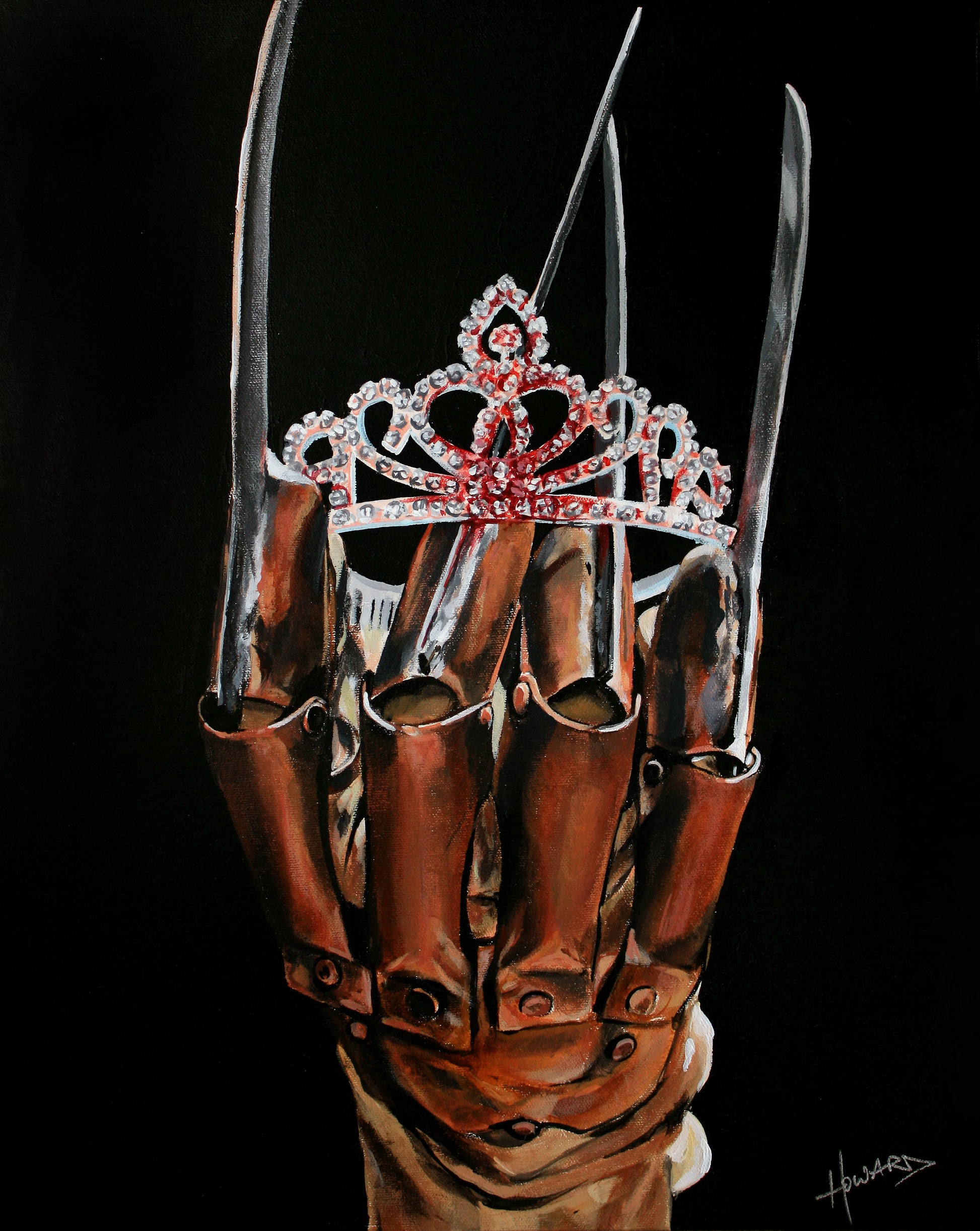 Scream, Queen Freddy Glove Bloody Tiara Art Print Reproduction