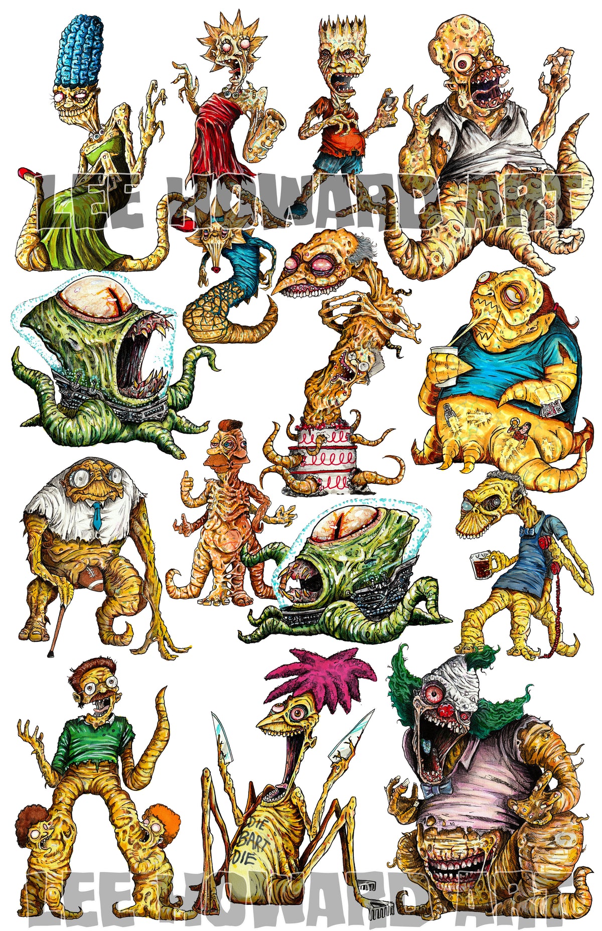 The Simpsons but HORROR! 11" x 17" Collage Print - Signed by Artist!