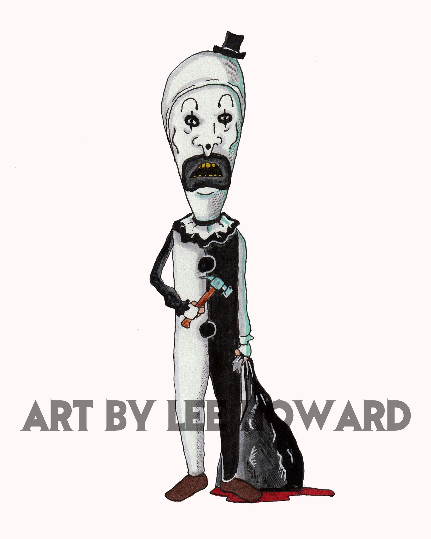 Art the Clown in a Beavis and Buttheads Style 8x10 PRINT/Reproduction - Signed by Artist
