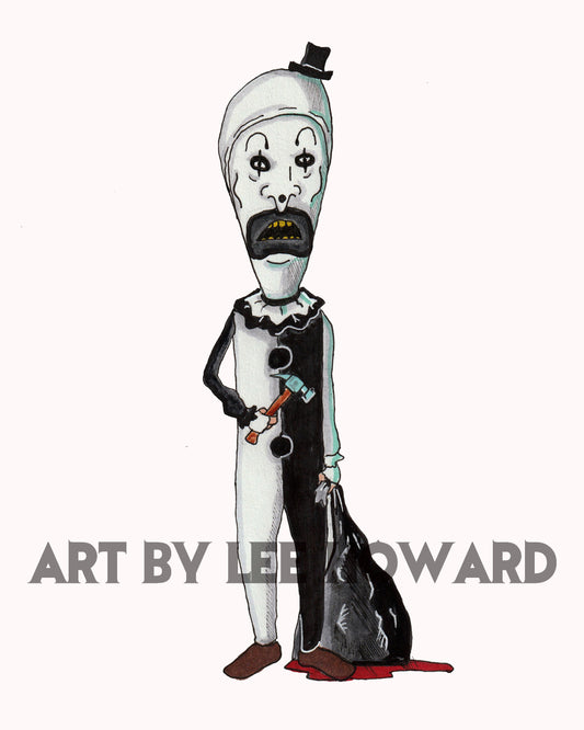 Art the Clown in a Beavis and Buttheads Style 8x10 PRINT/Reproduction - Signed by Artist