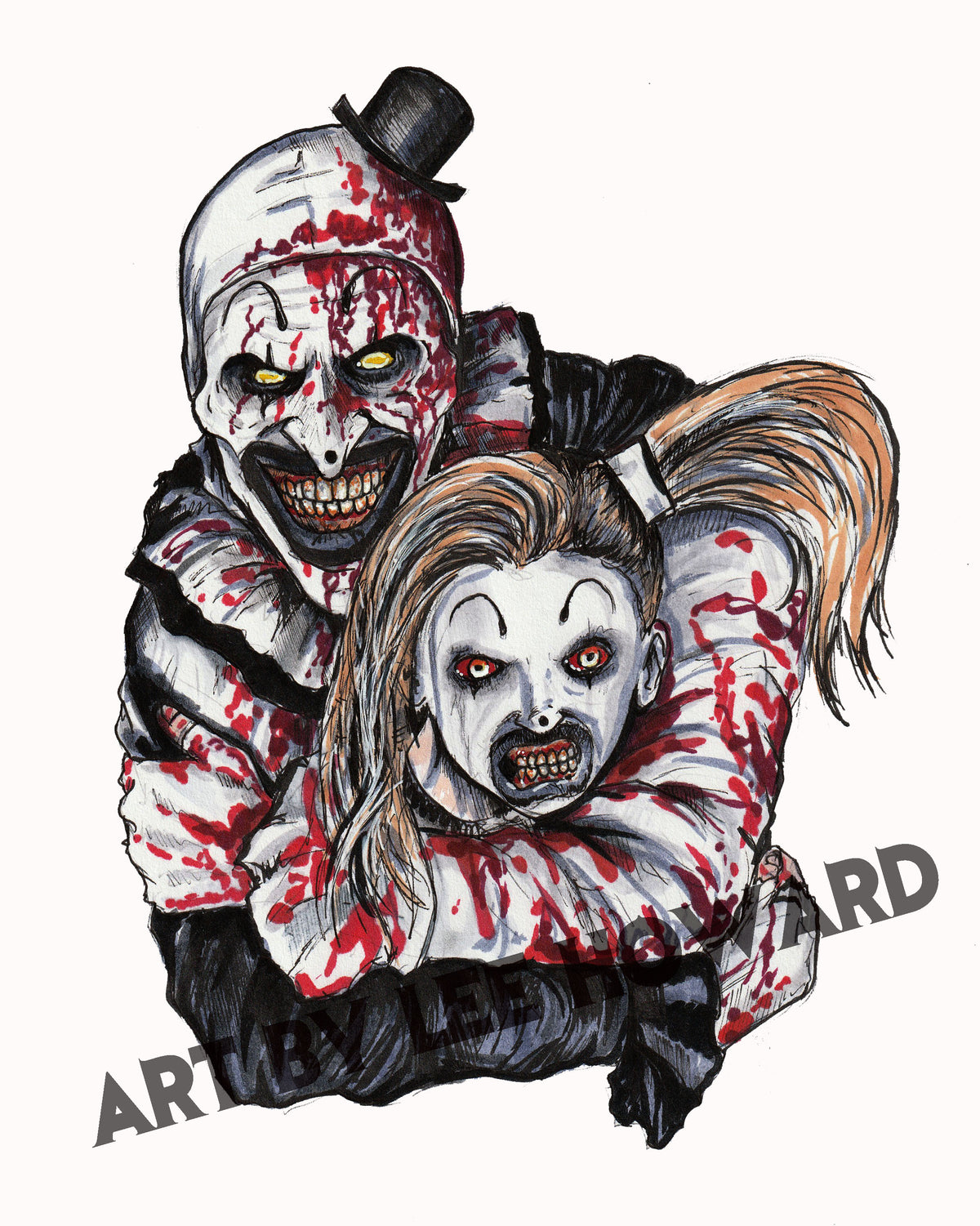 Art the Clown & Pale Girl in MY Style! 8"x10" Art Poster Print