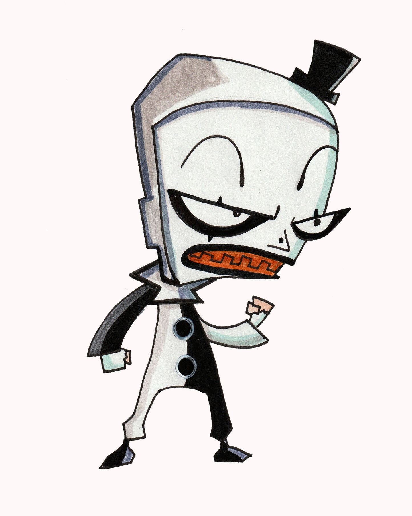 Art the Clown - in an Invader Zim  style - 9"x12" Original Drawing