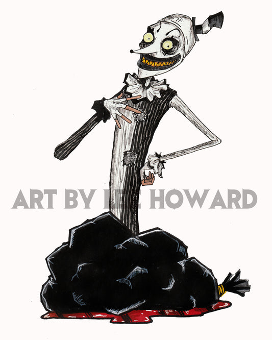 Art the Clown in a Tim Burton Style 8x10 PRINT/Reproduction - Signed by Artist