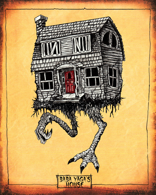 CRYPTIDS - Baba Yaga's House 8x10 PRINT (textured background) - Signed!