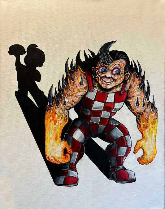 BIG BOY - FAST FOOD MONSTERS - 16" x 20" Original Acrylic Painting on Canvas