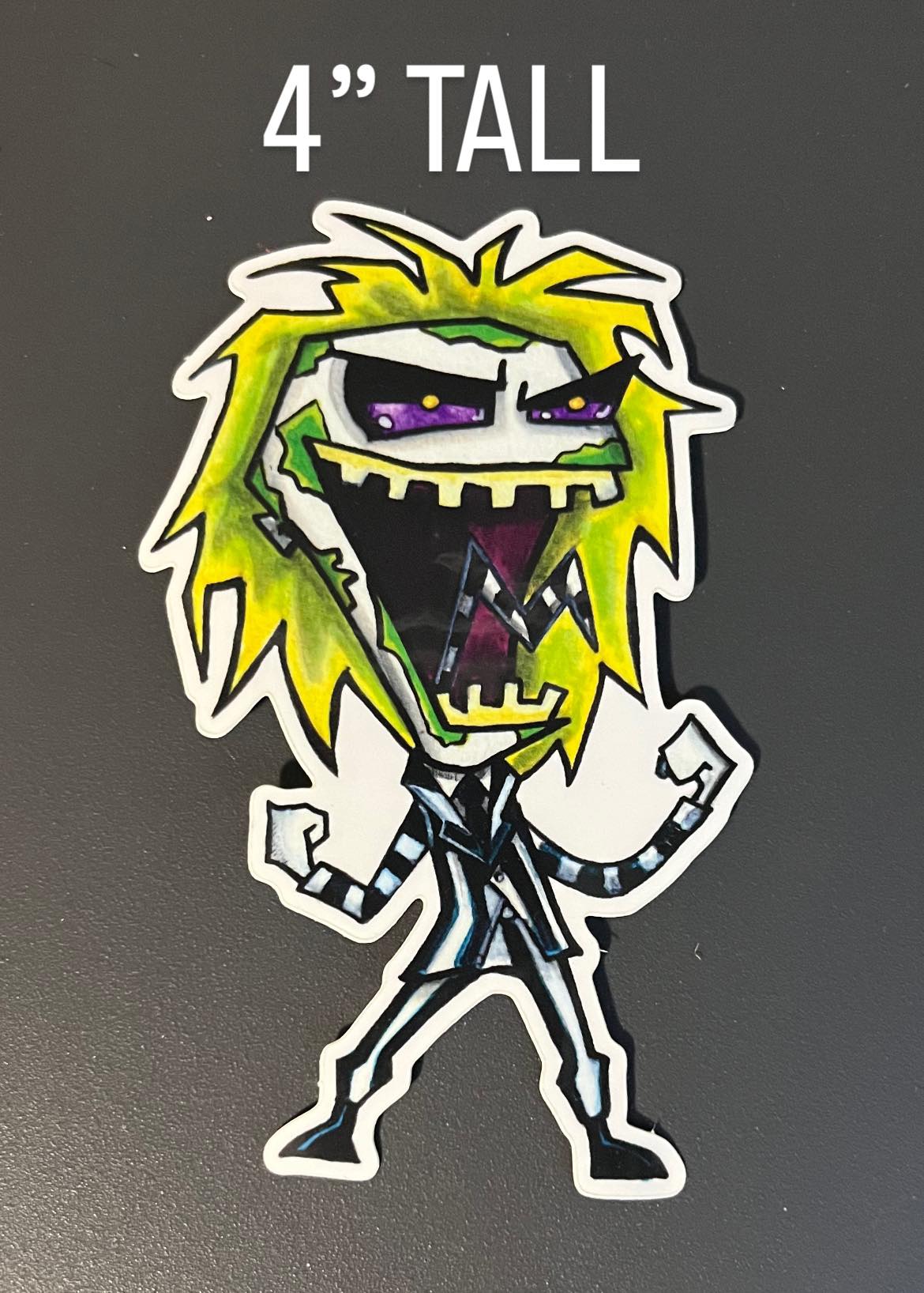 Beetlejuice in Invader Zim Style 4" Vinyl Glossy Sticker!